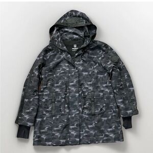 NFL Super Bowl LV Women's Size L Hooded Rain Jacket/Windbreaker Blue Camouflage